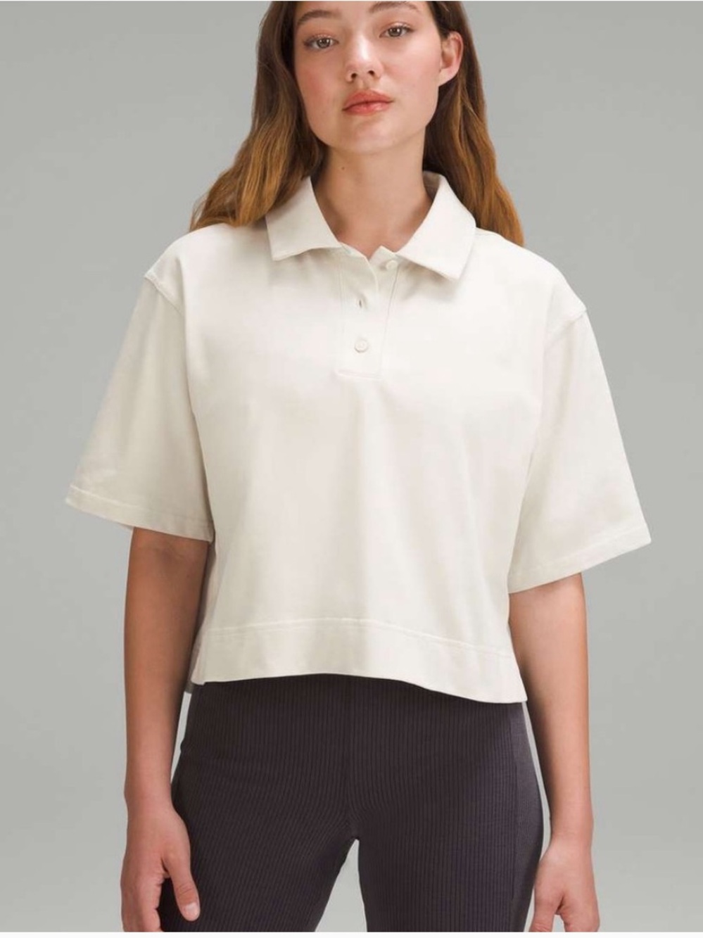 Lululemon Athletica Cream Cropped Polo Tee size 4